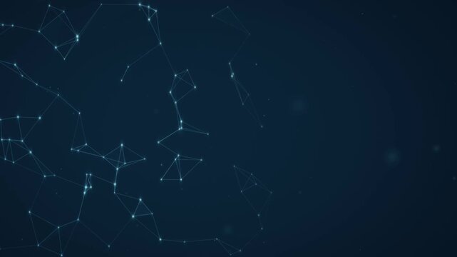 Cyan connected particle network along left edge with copy space animation