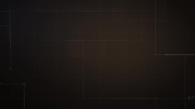 Subtle bronze circuit rectangles and fine lines on dark background animation