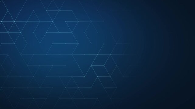 Blue triangular and angular geometric outlines with right copy space animation