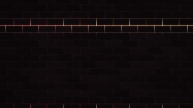 Bronze brick grid with glowing horizontal line on black animation