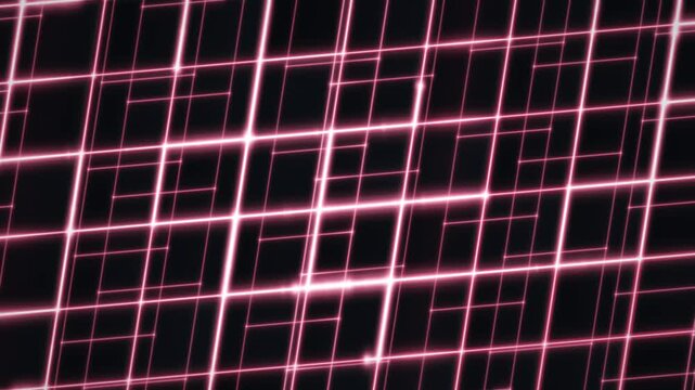Pink luminous rectangular grid in diagonal perspective animation loop