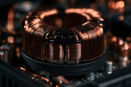 Copper coil inductor forming an essential part of an electronic circuit board