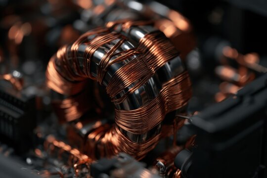 Copper wire inductor forming part of an electronic power supply circuit