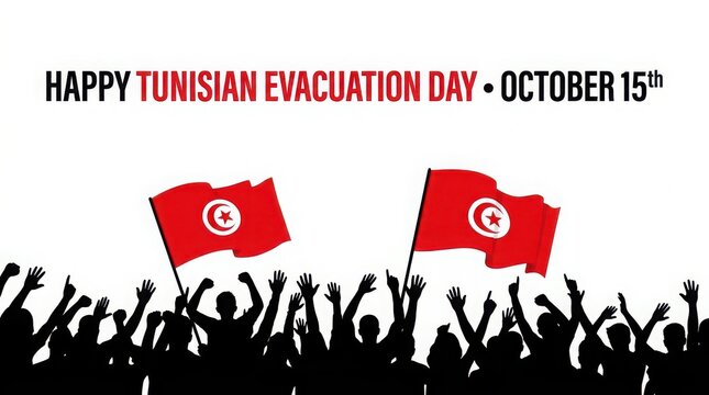 Happy tunisian evacuation day october 15th celebration illustration isolated on white background