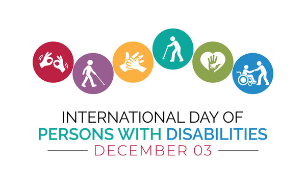 International Day of Persons with Disabilities vector illustration celebrating December 3, promoting disability awareness, inclusion, equality, accessibility, and participation in all aspects of life