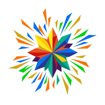 Vibrant Multi Colored Geometric Starburst with Exploding Shards Vector Illustration
