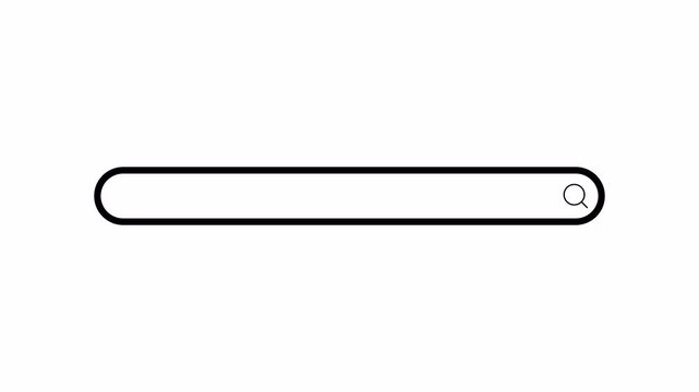 search bar animation. Internet browsing search bar button animation, Search bar animated with magnify glass icon with transparent background in 4k.