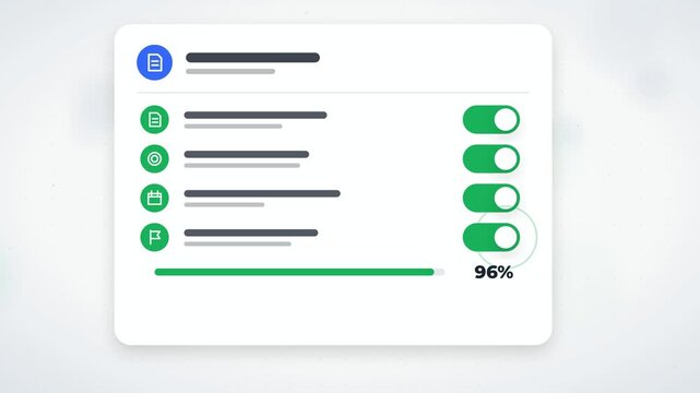 Approval Toggle Switches Interface Animation, Modern UI Design, Interactive Dashboard Elements, User Experience Animation, Flat Design, Clean Interface Animation, Motion Graphics