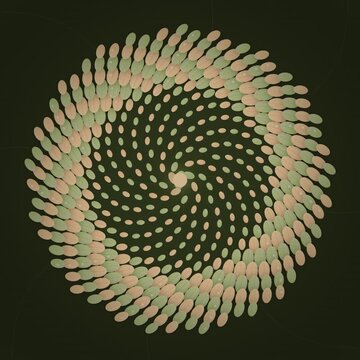 Swirling Spiral Pattern: Abstract Organic Shapes in Green and Beige
