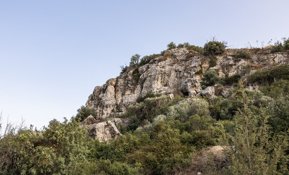 The unforgettable  beauty of rocky hillsides near the Neolithic settlement of Choirokoitia near Choirokoitia village in Cyprus