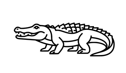 Obraz premium crocodile, alligator, reptile, animal, icon, vector, outline, silhouette, wildlife, predator, nature, zoo, tropical, dangerous, tooth, swamp, aquatic, wild, cartoon, symbol, logo, minimal, black, isol