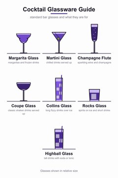 Abstrakter Hintergrund: Cocktailgl&auml;ser &Uuml;bersicht in Wei&szlig; und Violett