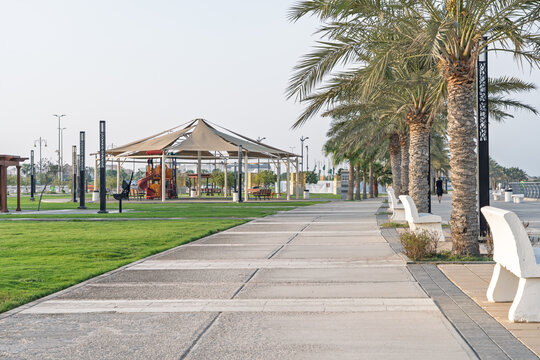Beautiful Waterfront Park at Al Khobar Corniche Seafront Promenade in Eastern Province Saudi Arabia