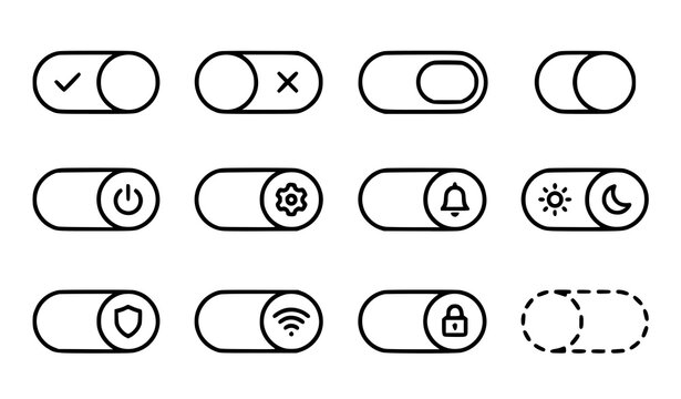 Power On Off Toggle Switch UI Icon Collection Vector