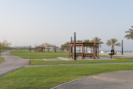 Beautiful Waterfront Park at Al Khobar Corniche Seafront Promenade in Eastern Province Saudi Arabia