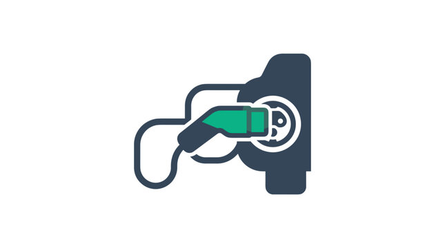 Electric vehicle charging plug connected to a power station for sustainable living  