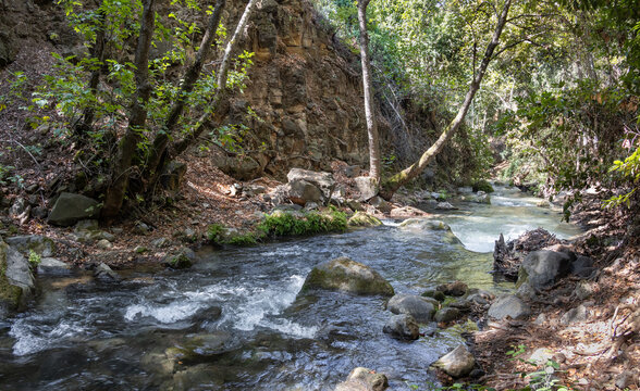 Extraordinary  beauty מumerous rapids on the cold fast flowing mountain Hermon river in the northern Israel