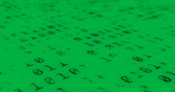 Digital animation of binary coding data processing against white background