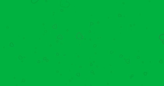 Animation of multiple heart outlines flying on white background