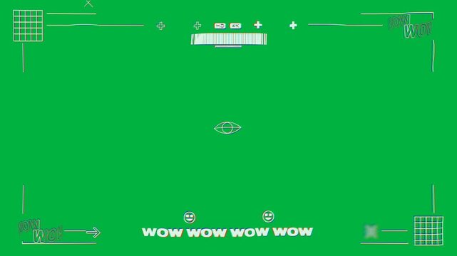 Animation of vintage video game screen with moving markers on white background