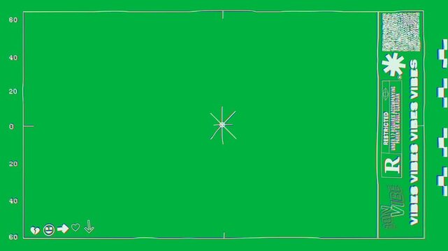 Animation of vintage video game screen with moving markers on white background