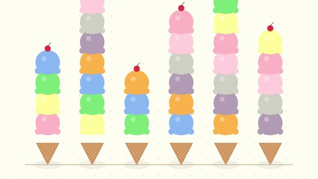 Minimalist Row of Empty Ice Cream Cones on White Background