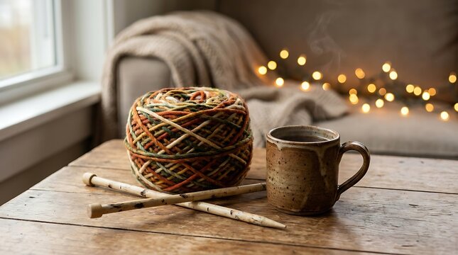A warm autumn embrace cozy moments with hot drinks soft textures and gentle lighting