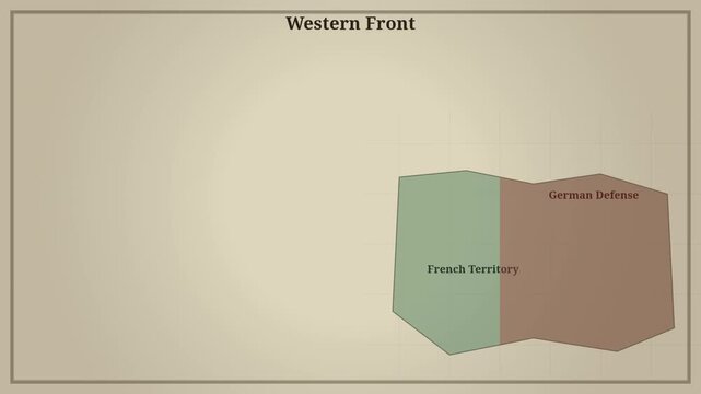 Historical map diagram illustrating western front positions during conflict