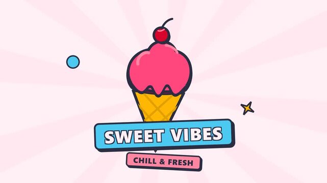 Animated Sweet Vibes Ice Cream Logo Reveal Intro Animation
