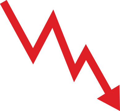 Red Declining Arrow Chart Showing Financial Loss and Economic Downturn Trend in Market Analysis