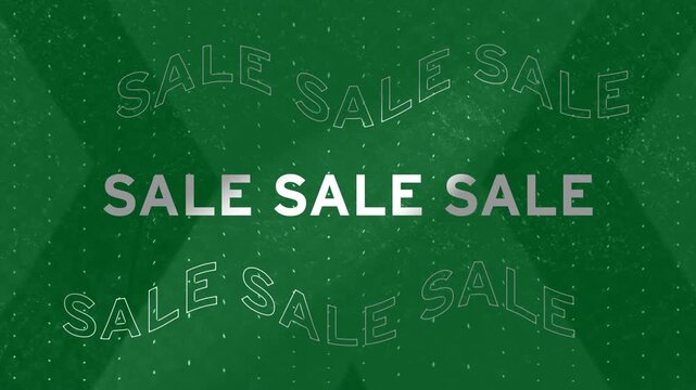 Animation of sale text in grey letters in repetition on grey background