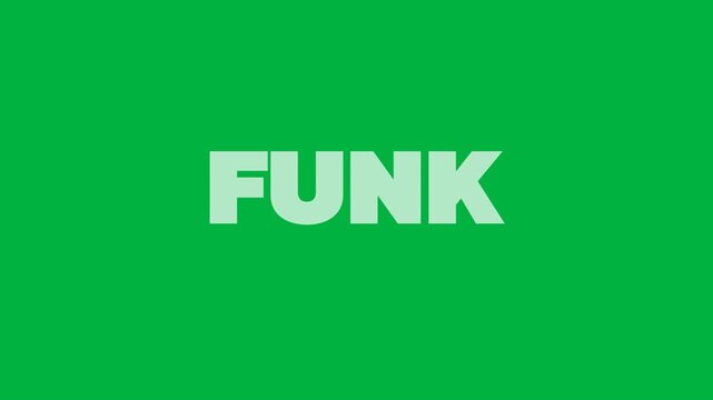 Animation of funk text in outlined letters on white background