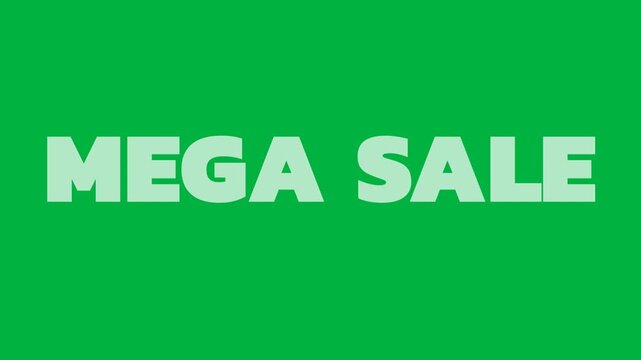 Animation of mega sale text on outlined letters on white background