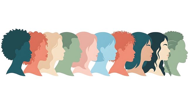 A collection of silhouetted faces in muted autumnal and pastel shades evokes a sense of introspection and calm