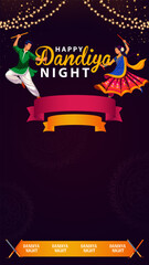 Obraz na płótnie Canvas People playing Dandiya in disco Garba Night banner poster for Navratri Dussehra festival of India
