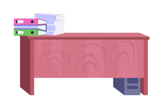 Office Desk with Binders and Documents