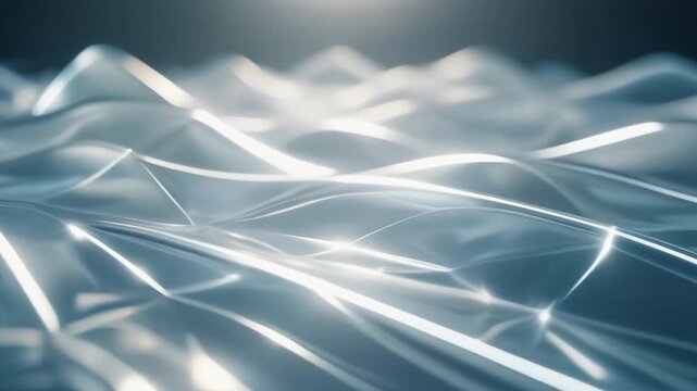 White Luminous Threads Crossing a Pale Silver Wave Surface