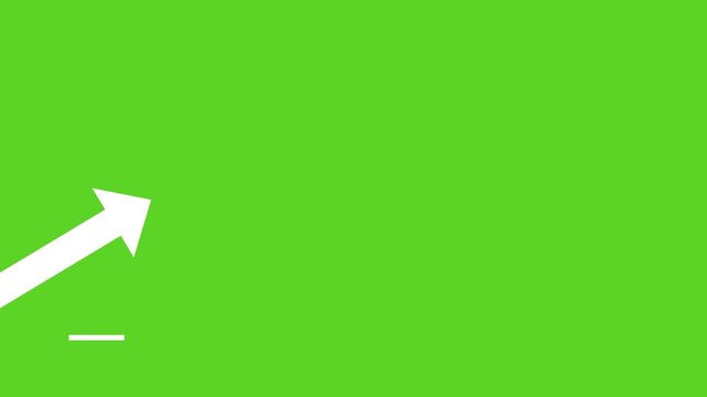 Graph displaying white bar chart with up ward arrow on green background. Suitable for finance, business, stock market concepts. Bright and impactful.