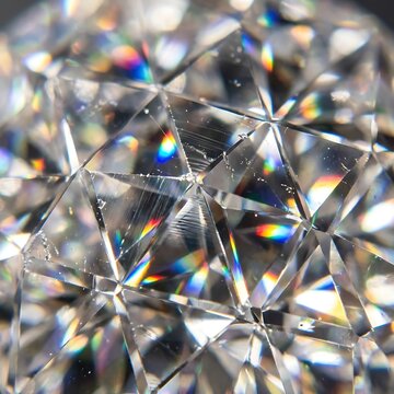 Prismatic light refraction through a complex multifaceted glass sphere creates vibrant spectrum colors across the geometric crystal surface pattern which illuminates a decorative luxury gemstone