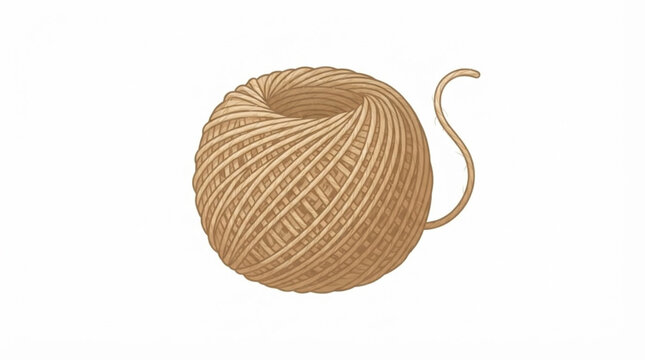 Natural Jute Twine Ball Vector Illustration Isolated on White Background