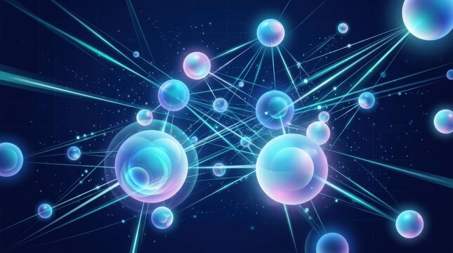 Abstract technology background with glowing connected spheres and lines