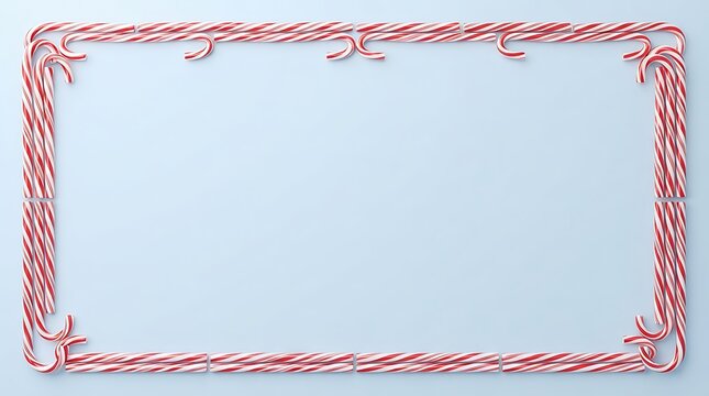 Christmas candy canes frame for holiday decoration and festive greetings.