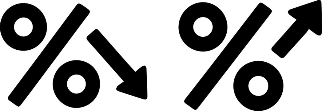 Percentage Increase and Decrease Arrow Icons Set