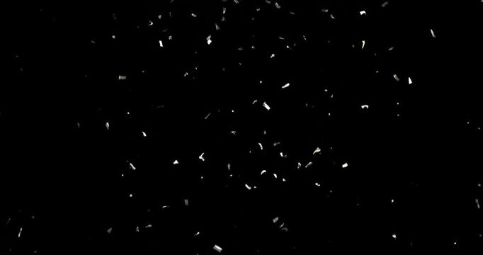 Transparent frame starting metallic shards grouping at center emerging swirling into cloud fading