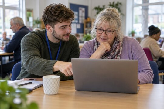 Community digital support with a laptop