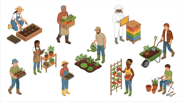 Gardening and Urban Farming People Illustration Collection