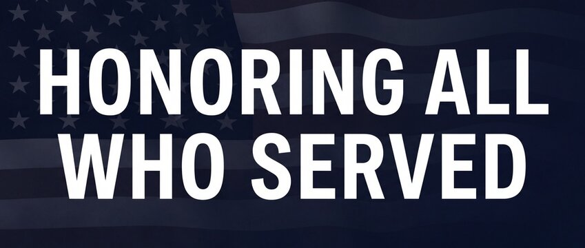Honoring all who served message over american flag background