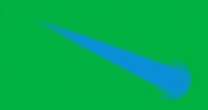 Abstract cobalt-blue form starting on plane elongating tail, showing motion on transparent backdrop