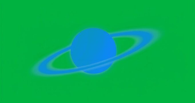 Opening on glowing blue planet pulsing in transparent void rings pivoting clockwise showing spin