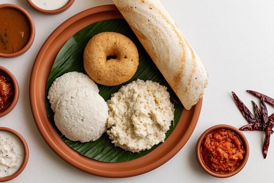 The Medu Vada and Parotta Thali Platter on Banana Leaf